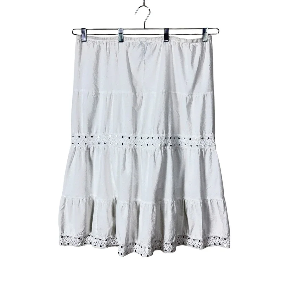 Womens Bohemian Midi Skirt Size 1X Festival Coachella Coastal Cottage Prairie